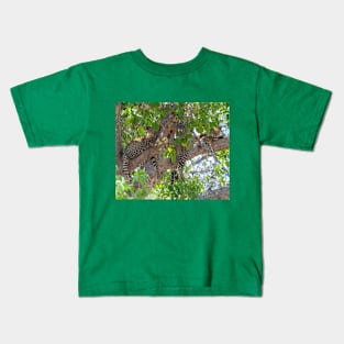 Two leopard cubs lounging in a tree Kids T-Shirt